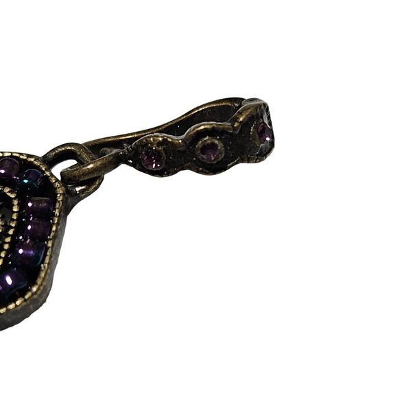 Vintage Premier Designs Purple Rhinestone Floral Medallion Pendant Art Deco - Picture 5 of 6